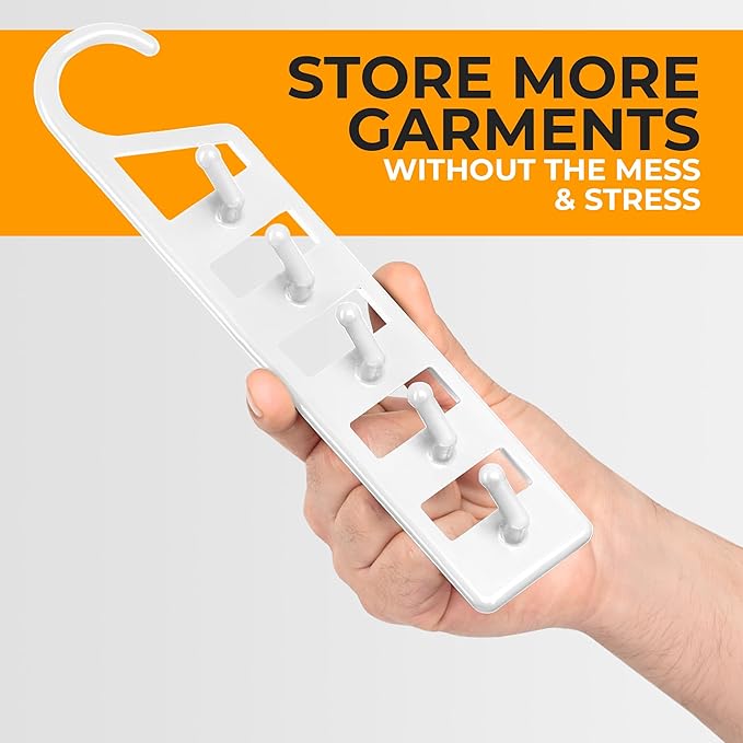 CraftyCrocodile Space Saving Hangers for Clothes - 4 in Pack, Heavy Duty Plastic, Multi Closet Space Savers for Shirts, Pants, Jeans, Sweaters - Hanger Organizer Space Saver, White