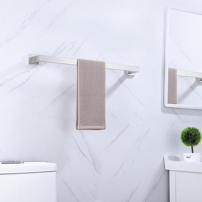 LANC 24 Inche Bath Towel Bars 2 Pack Brushed Nickel Bathroom Towel Rail Square Towel Racks Kitchen Towel Holders Stainless Steel Wall Mount Towel Hanger Towel Rods,A8804-6BN