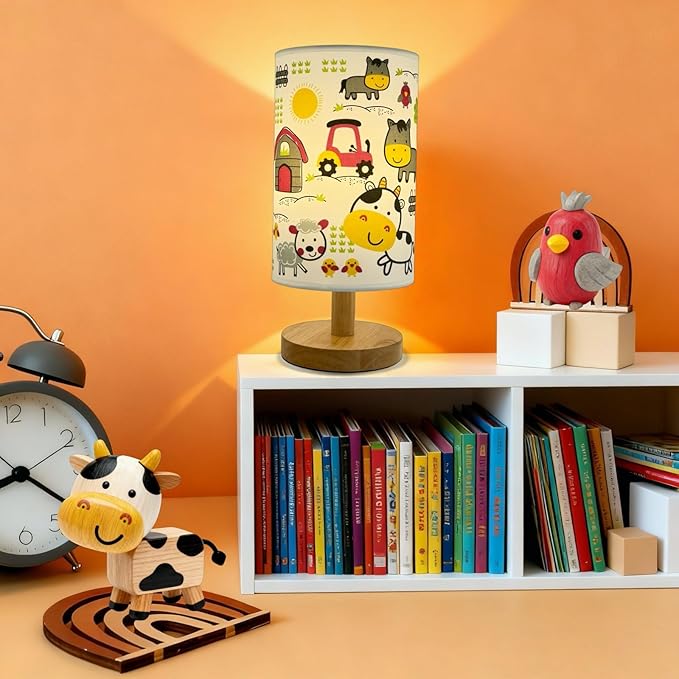 Kids Table Lamp, Boho Desk Light, 3 Level Temperature, Sturdy Wood Base, Nursery Toddler Night Light, Playroom Bedroom Lamp, Christmas Gifts for Boys or Girls