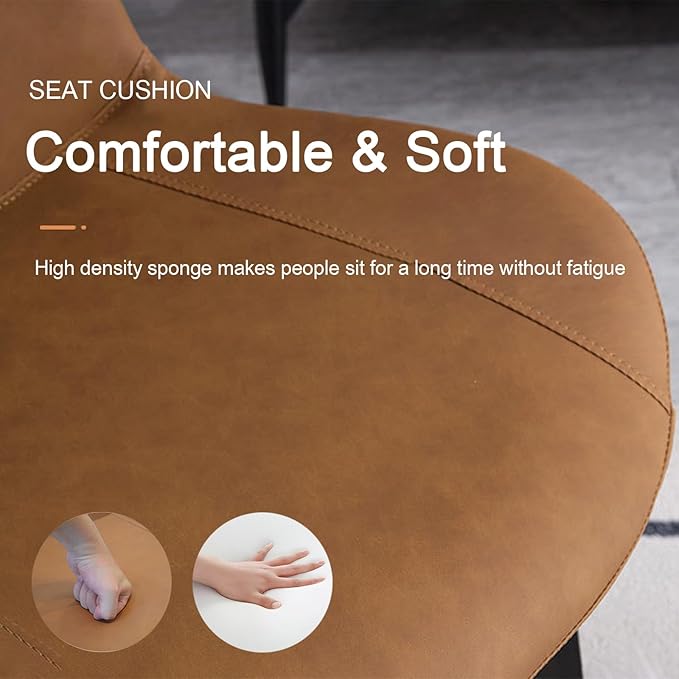 Dining Chairs, Modern PU Leather Dining Room Chair with Sturdy Metal Legs, Upholstered Seat Dinner Chairs Accent Side Chairs for Indoor Kitchen Living Room (Brown, Set of 8)