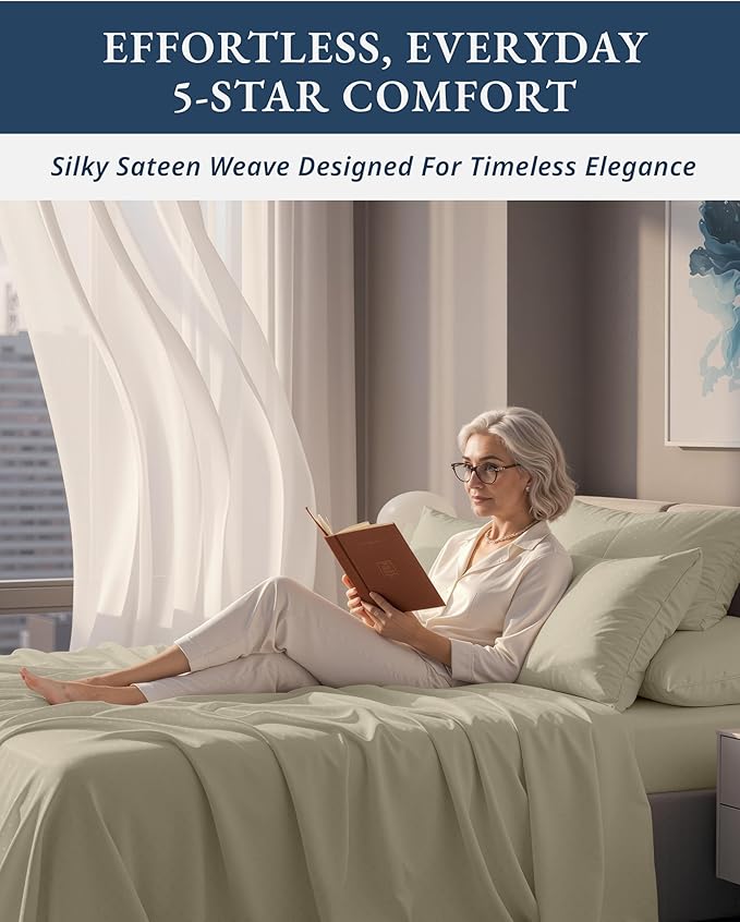 100% Egyptian Cotton Sheets King Size– Silky Sateen Weave for All Season Comfort, 15" Deep Pocket King Sheet Set, Oeko-TEX Certified, Fade Resistant, Durable Hotel Comfort at Home -Swiss Dot Linen
