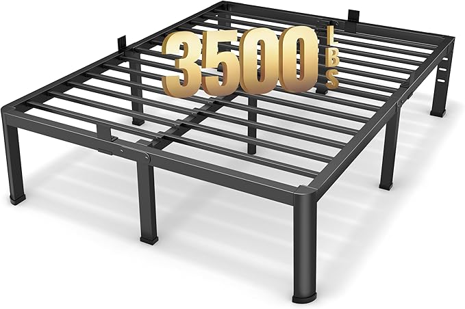 20 Inch Full Size Metal Platform Bed Frame with Round Corners, Storage Space Under High Bed Frame-Heavy Duty Steel Slats Support, Noise Free - Easy Assembly - No Box Spring Needed