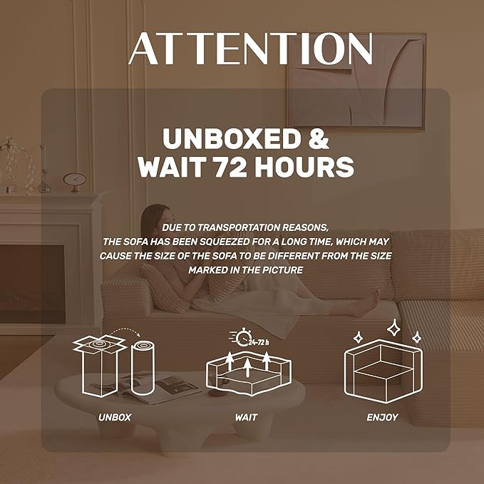 107" Boneless Couch with Deep Seat, Modular Sectional Sofa, Cloud Sectional Couch for Living Room, No Assembly Required, Corduroy, L-Shape Left?Camel