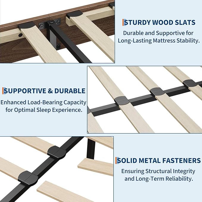 Garvee Wood Platform Bed Frame, California King Bed Frame, Wood Slat Support, No Box Spring Needed, Easy Assembly, Noise-Free Design, Underbed Space for Storage