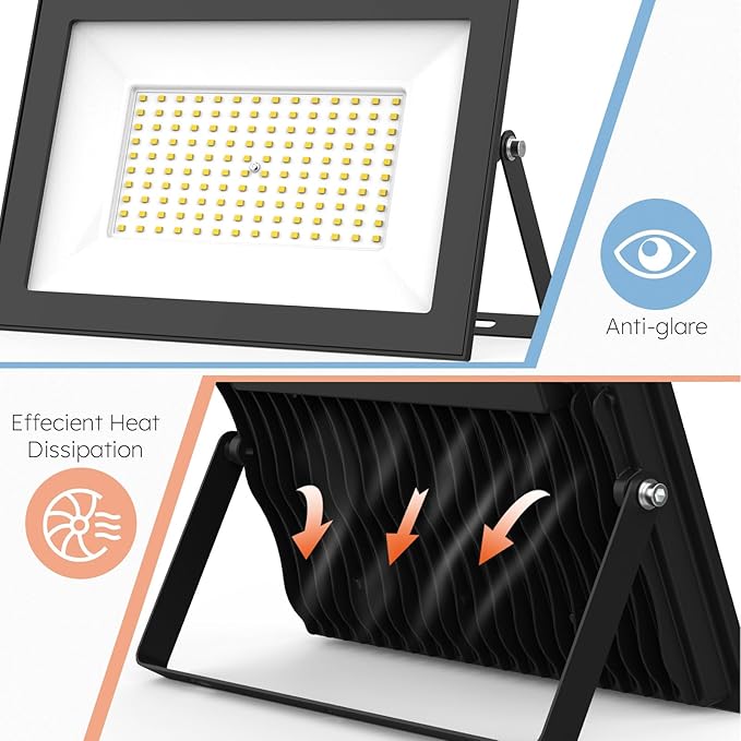 2-Pack 100W LED Flood Lights Outdoor – 18000 LM Super Bright Security Lighting, IP66 Waterproof, 5000K Daylight – Energy-Efficient Outdoor Lights for Garage, Garden, Lawn, Backyard