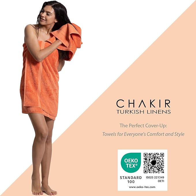 Chakir Turkish Linens, 100% Cotton Premium Quality Turkish Bath Sheets (35''x70'' Large Bath Sheet Towels - Coral)