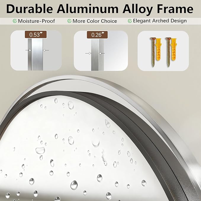 Mirror Full Length, 28"x71" Large Arched Floor Full Length Mirror with Stand, Room Decor Big Full Body Floor Mirror with HD Tempered Glass Aluminum Frame for Bedroom Living Room, Silver