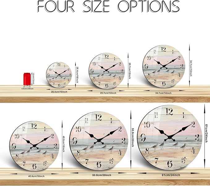 Extra Large Rustic Vintage Wall Clock - 24 Inch Round Coast Clocks for Hallway Decor, Battery - Operated Silent Wall-Clock for Farmhouse, Living Room, Home
