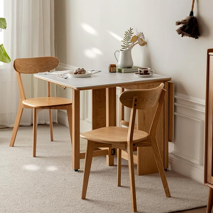Solid Wood Dining Chairs Set of 2 - FAS-Grade North American Oak,Heavy Duty Dining Chair with Ergonomic Curved Back,Dining Chairs for Heavy People,Easy Assembly,400 lb Capacity