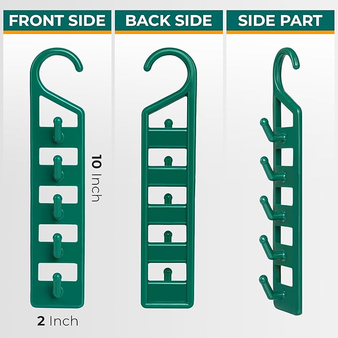 CraftyCrocodile Space Saving Hangers for Clothes - 4 in Pack, Heavy Duty Plastic, Multi Closet Space Savers for Shirts, Pants, Jeans, Sweaters - Hanger Organizer Space Saver