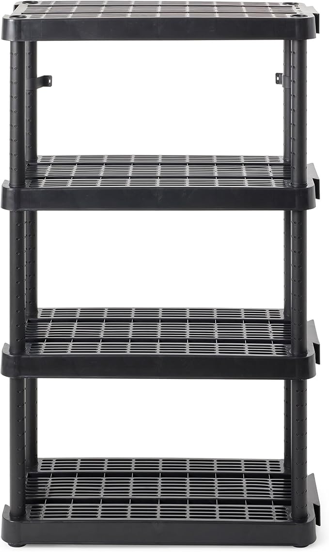 Gracious Living 4-Tier Medium-Duty Home and Garage Storage Organizer Shelves, 54.5" H x 32.0" W x 14.0" D, Black