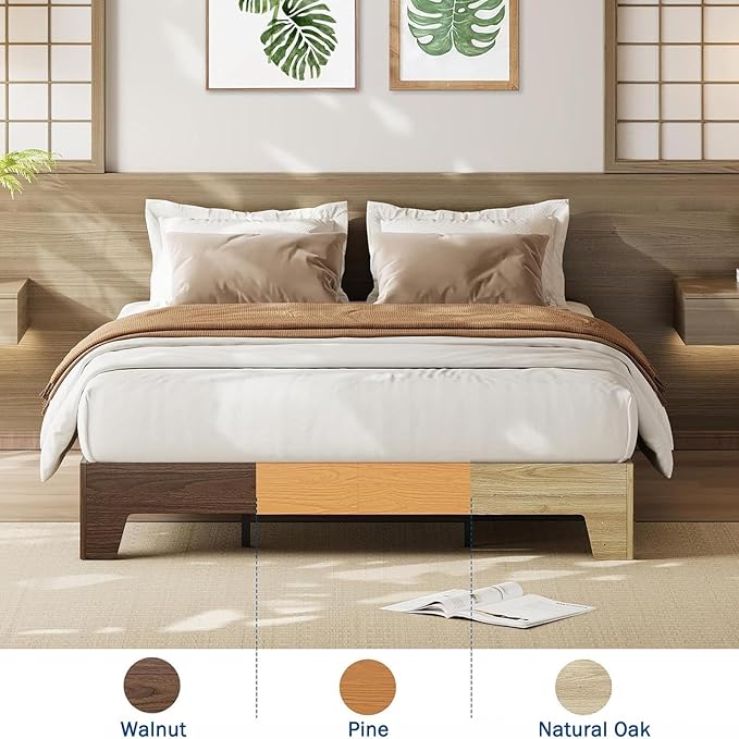 Garvee Wood Platform Bed Frame, Twin Size Bed Frame, Wood Slat Support, No Box Spring Needed, Easy Assembly, Noise-Free Design, Underbed Space for Storage