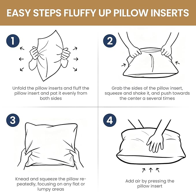 BHZ Throw Pillows 18x18 Euro Pillow Inserts Set of 2, Down Feather Alternative Pillow Inserts, Decorative Soft Large Square White Throw Pillows Insert for Couch Bed Dorm Sofa with Cotton Cover