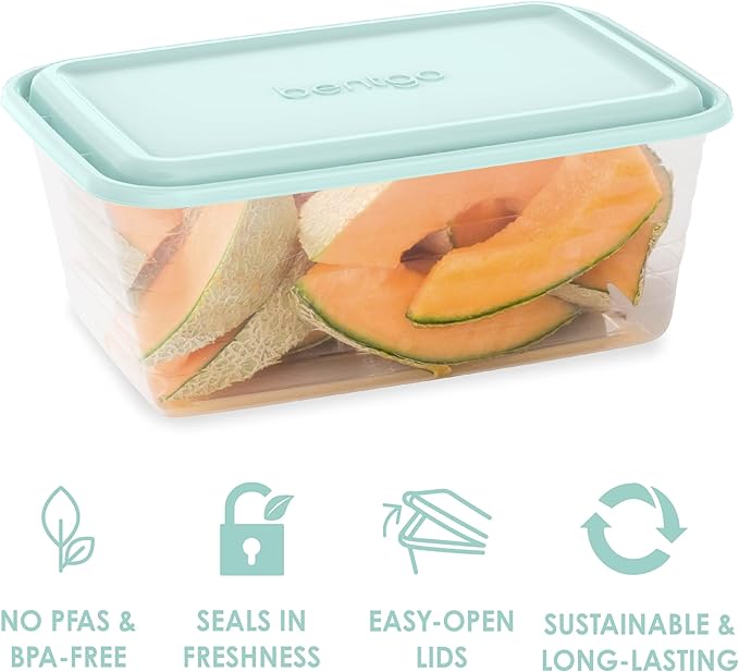 Bentgo Prep - 20-Piece Deep-Dish Storage Containers, Extra-Large 8-Cup Capacity for Meal Prep & Leftovers, Reusable, PFAS & BPA-Free, Durable, Microwave, Freezer, & Dishwasher Safe (Aqua Splash)