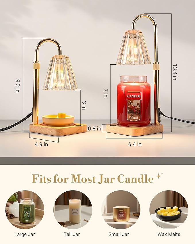 Marycele Candle Warmer Lamp for Yankee Candles, Christmas Birthday Gifts for Mom Women Sister Her, House Warming Gifts, Thanksgiving Decorations for Office Room Home Decor, Clear Wax Warmer with Timer