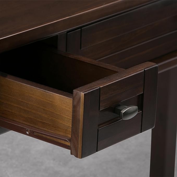 SIMPLIHOME Warm Shaker Desk - 48 Inch Wide Solid Wood Writing Desk in Mocha Brown, Transitional Home Office Computer Table for Workspace or Study with Flip-Down Keyboard Tray and 2 Drawers