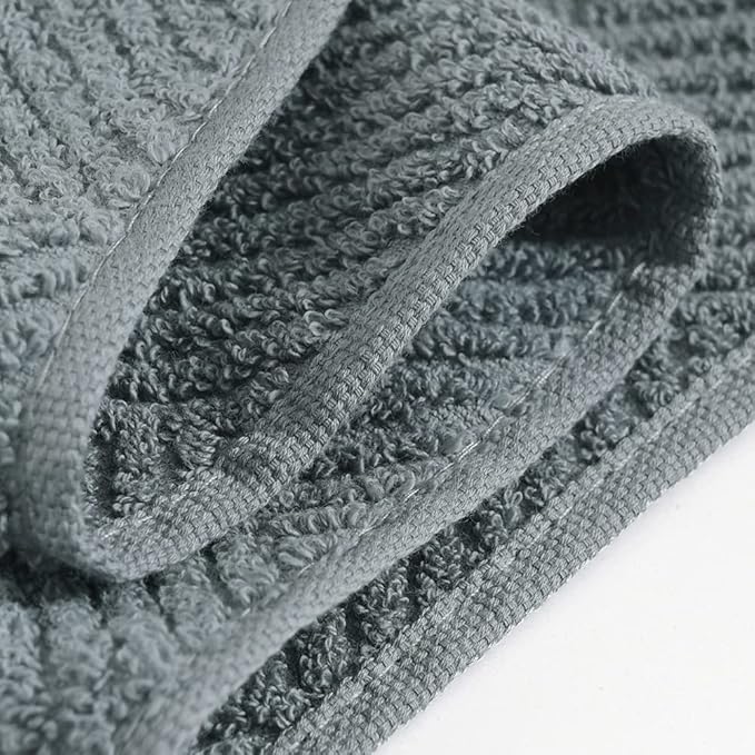 sense gnosis Sage Green Hand Towel Set of 2 Striped Weave 100% Cotton Super Soft Highly Absorbent Spring Decorative Hand Towels for Bathroom 13x 29 Inch