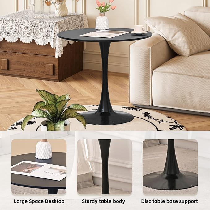 SoarFlash Kitchen Table and Chairs for 2, 24" Dining Table Set for 2 with Velvet Upholstered Chairs, 3 Piece Round Kitchen Table Set, Dining Room Table Set for Small Space, Apartment