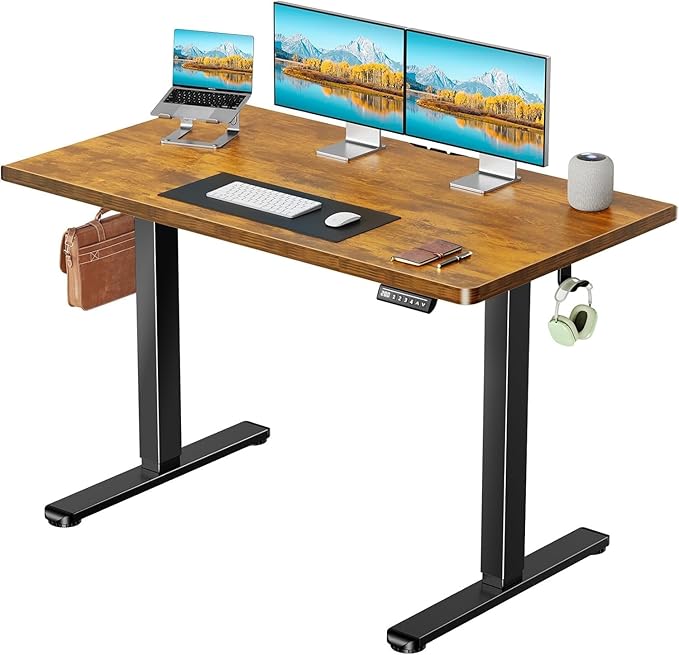 Electric Standing Desk with One-Piece Desktop,48 x 30 inch Height Adjustable Office Gaming Computer Desk with Tabletop, Home Office Stand up Desk with 4 Memory Presets, Table for Bedroom(2 Packages)