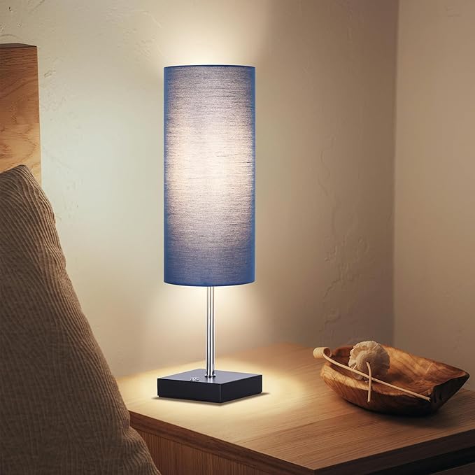 AVV Cordless Table Lamp, 5000mAh Battery Operated Lamp for Night Stand, 3 Modes Battery Powered Wireless Table Lamp, Touch Control Rechargeable Lamp for Bedroom, Living Room, 18 Inch Blue