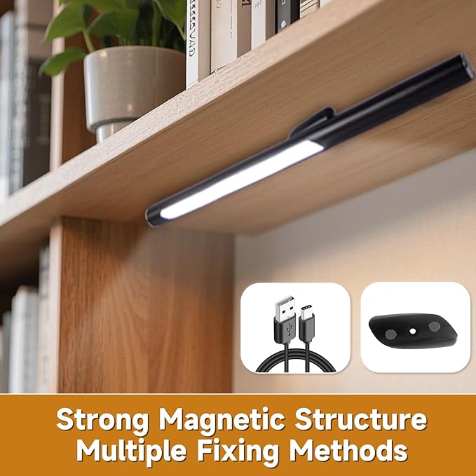 Magnetic Led Desk Lamp: 2 in 1 Magnetic Reading Lamp with USB Charging Port for Home Bedroom Office Study | Dorm Desk Lamp with 3500-6500k Touch Control Dimming | 5 Brightness Levels | Black