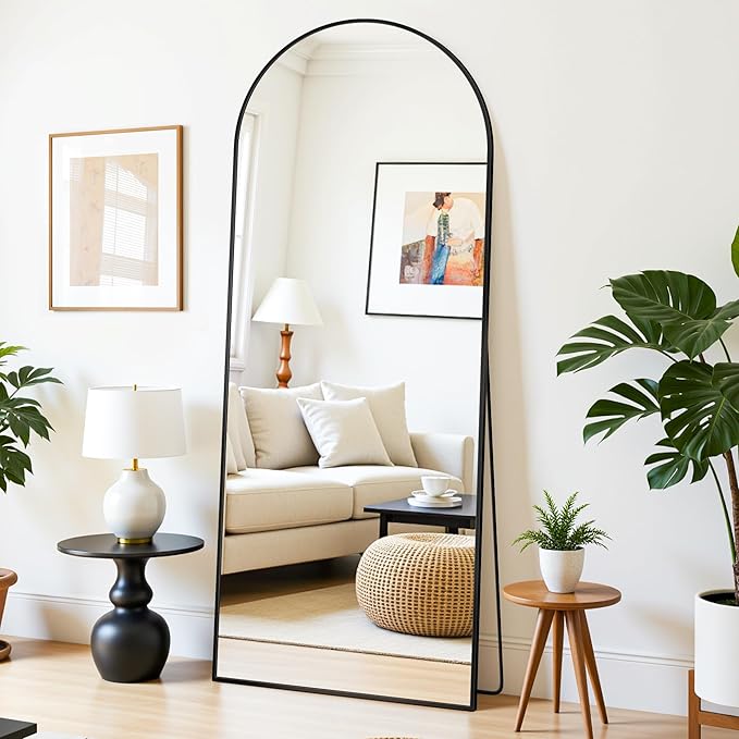 Floor Mirror, 58"×18" Full Length Mirror with Stand for Bedroom Living Room, Black