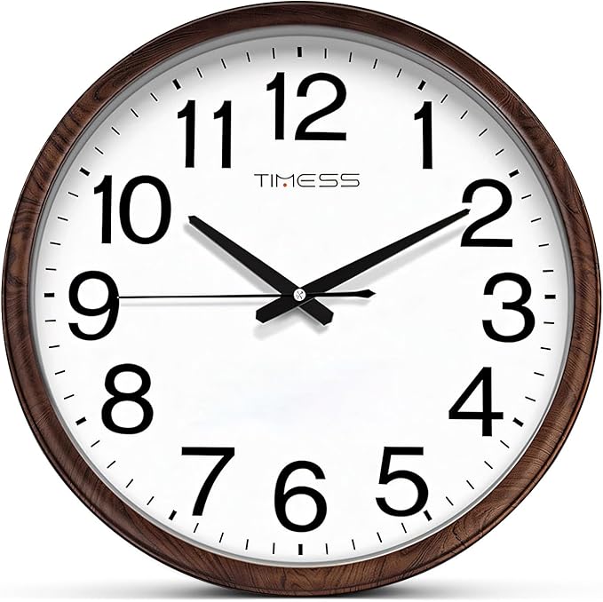 Wall Clock, Classic Wood Style Finish, 11 Inch Non-Ticking Silent Battery Operated Analog Clock, Ideal Retro Decor for Home, Bedroom, Living Room, Kitchen, Bathroom, Office(Wood Brown)