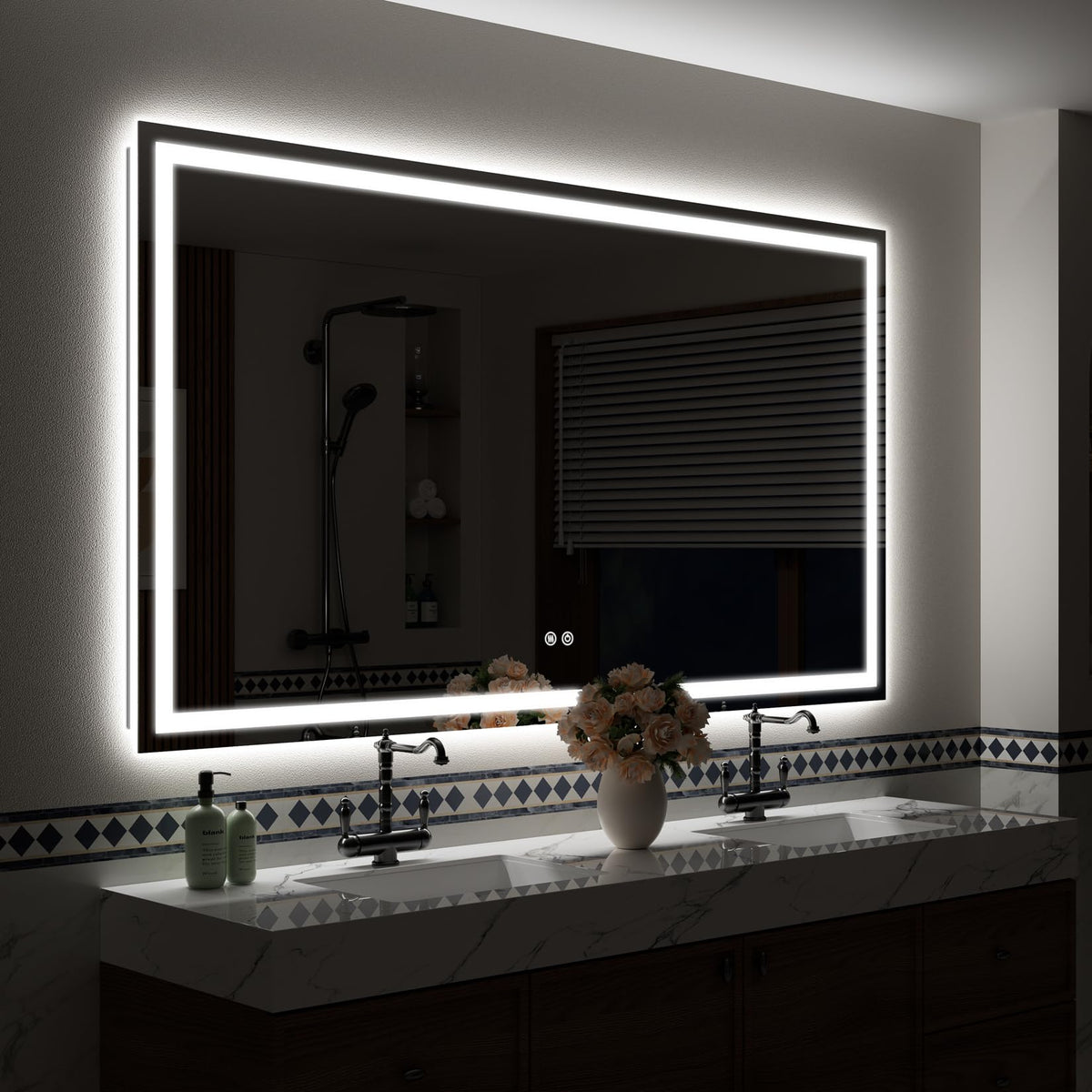 VEEYLOS 72x32 Inch LED Bathroom Mirror with Lights, Backlit & Front Lit