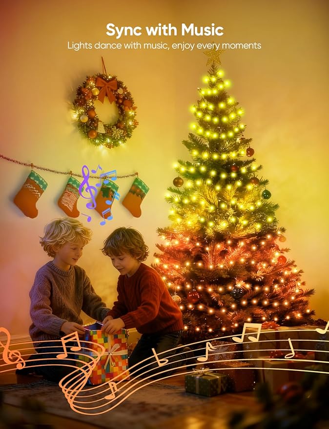 APPECK Christmas String Lights,134 FT 400 LED Outdoor String Lights, 111 Scene Modes Smart RGBW Color Changing Fairy Lights with App Controlled, Decorations String Light for Indoor, Outdoor Tree Decor