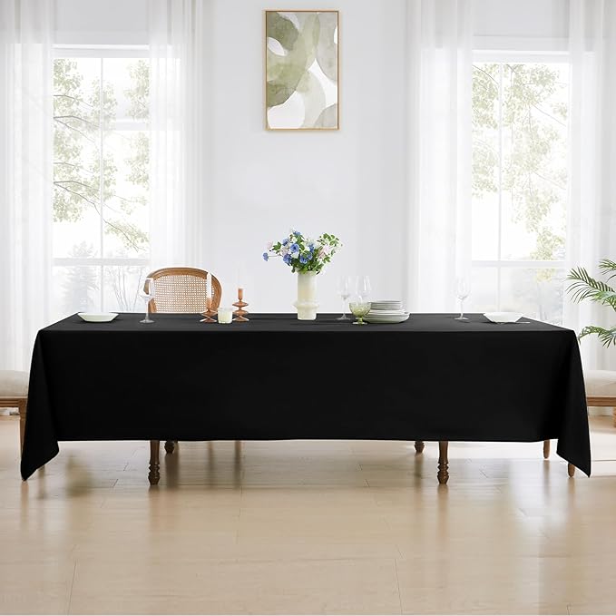 Rectangle Tablecloths 60x120 Inch 10 Pack Black Tablecloth for 6ft Washable Decorative Linen Polyester Table Cloths for 8ft Dining Table Banquets Buffet Parties and Wedding