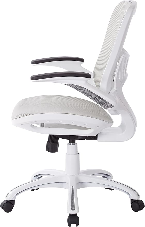 Office Star Ventilated Manager's Office Desk Chair with Breathable Mesh Seat and Back, White Base, White