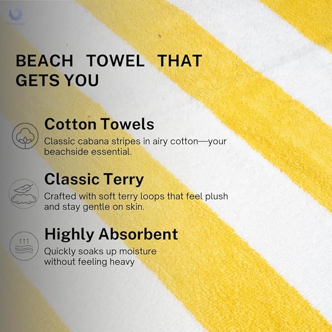 Cotton Turkish Beach Towel with Towels Oversized 36"x72" Pool Absorbent Extra Large Quick Dry Sand Travel Towel (Cabana Mix, 4 Pack)