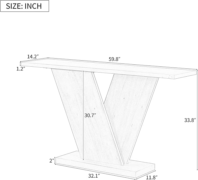 Modern Unique Console Table 59.8-Inch Long Entry Sofa Table Accent Furniture for Living Room Hallway Entryway, Brown
