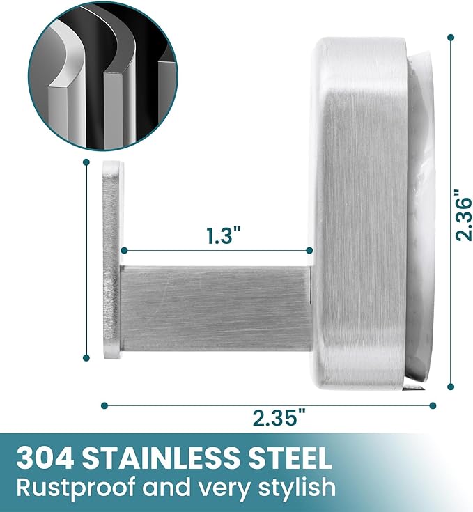 TAILI Stylish 304 Stainless Steel Bathroom Suction Hooks for Towel, Bathrobe, Loofah, No Damage Hanging Glass Shower Wall Hook, Patented Strong Suction Cup Holder, Hold Up to 11 Lbs, A-Cuboid Silver
