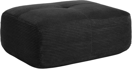 Black Ottoman for Modular Sectional Sofa, Corduroy Deep Seat for Oversized Compressed Boneless Sectional Couches for Living Room Bedroom Apartment, Cloud Sofa Couch Set, Memory Foam, No Assembly