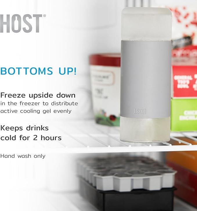 Host Highball Glass FREEZE Drinking Cups Frozen Glasses Set, Insulated Tumblers, Iced Coffee Cup Glass Tumbler 12oz Gray Cocktail Glasses Set of 2