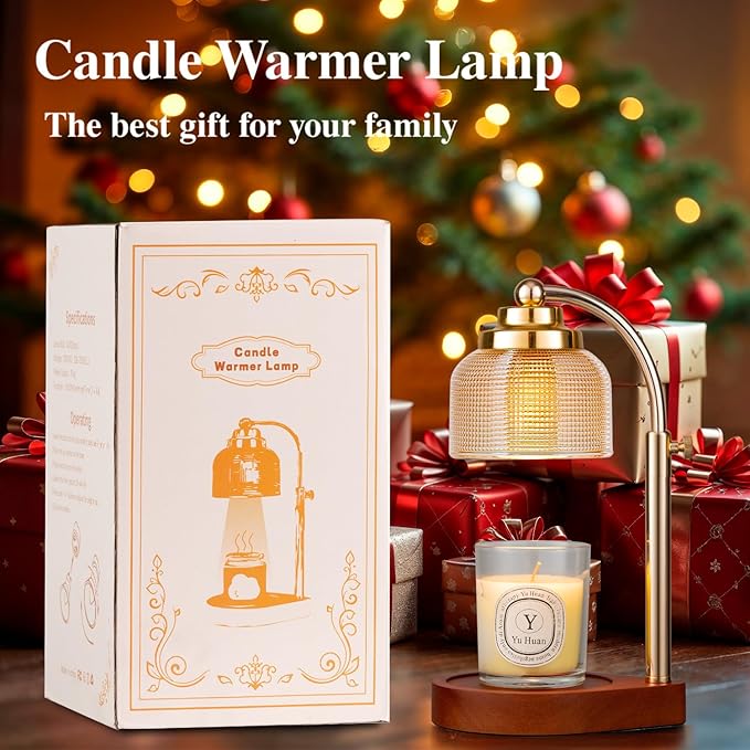 Candle Warmer Lamp Remote Control, Timer and Dimmer, Birthday Gifts for Women Mom Sister, House Warming Gifts Vintage Home Decor, Adjustable Height Wax Melt Warmer for Jar Candles with 2 Bulbs