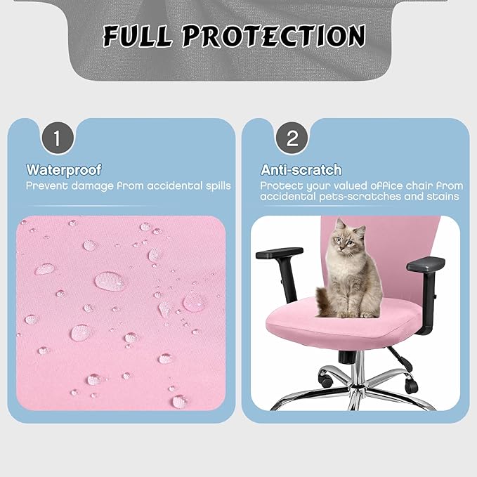 Lounsweer 3 Pieces Office Chair Cover Rolling Desk Chair Cover Gaming Covers Stretch Washable Protector Pets Slipcovers for Swivel Armchair Boss(Simple,Light Pink)