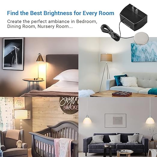 DEWENWILS Touch Dimmer Switch, Touch Pad Control with 3 Levels of Dimming, Dimmable LED/CFL Lights, and Incandescent Bulbs, Extension Cord, 1 Pack, ETL Listed, Black