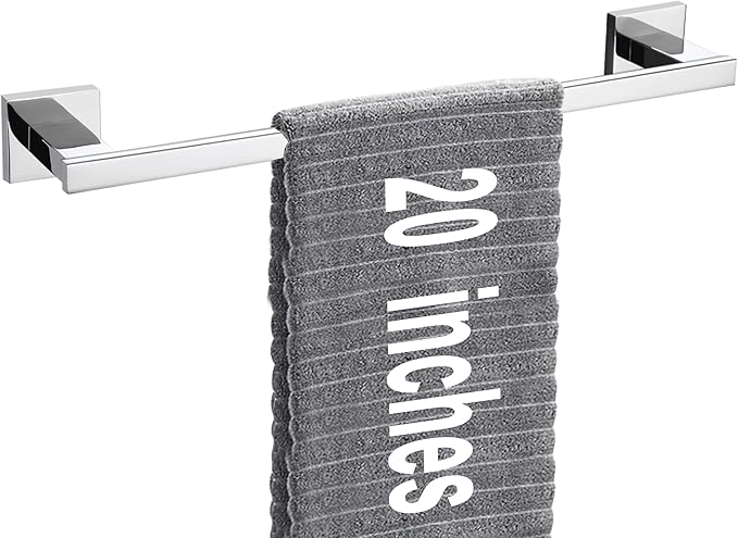 LANC Chrome Towel Bar for Bathroom Wall Mounted 20-Inche 50CM Silver Bath Towel Rack Stainless Steel Polished Towel Rod for Lavatory Kitchen Towel Holder Towel Hanger, A9010CP-L5