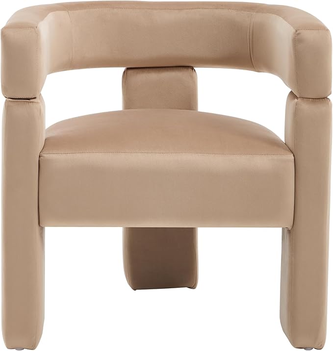 Khaki Dining Chairs Set of 4, Upholstered Velvet Barrel Chairs with Arms Comfy Side Chairs for Living Room/Dining Room/Reception
