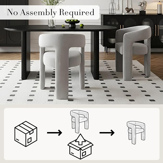 Modern Chenille Dining Chairs Set of 6, Upholstered Barrel Chairs with Arms Comfy Accent Side Chairs for Living Room/Dining Room/Reception, Grey