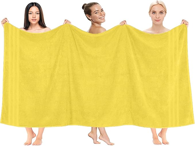 DAN RIVER 2 Pack Luxury Bath Sheets 35x70, 600 GSM, Soft & Quick Dry 100% Ring Spun Cotton Towels Ideal for Hotels, Spas, Gyms & Salons Extra Large, Yellow