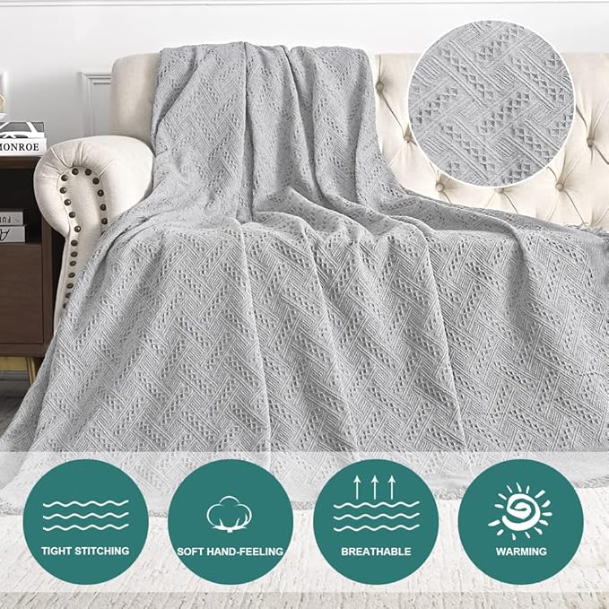 MYSKY HOME Light Grey Sofa Covers for 3 Cushion Couch Geometrical Couch Cover Living Room Sofa Throws Sofa Slipcovers for Pets, Kids (X-Large, 91" x 118", Light Grey)