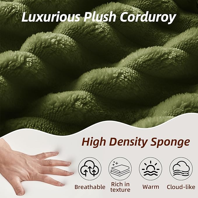 104 Inch Cloud Sectional Couch with L-Shape Chaise,Modern Upholstered Couches with Deep Seat,Corduroy Sponge Compressed Sofa for Living Room,No Assembly Required (Green)