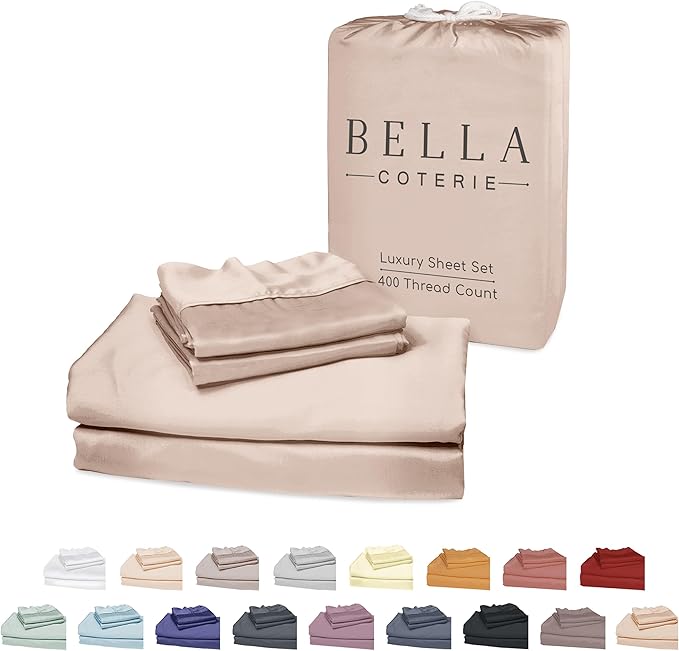 Bella Coterie Luxury Bamboo Viscose Twin XL Size Sheet Set | 100% Organically Grown | Ultra Soft | Cooling for Hot Sleepers | 18" Deep Pocket [Dusty Rose]