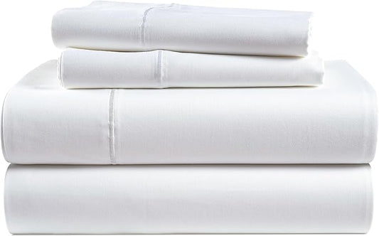 LANE LINEN 100% Egyptian Cotton Full Size Bed Sheets, Soft & Comfy Luxury Hotel Style Thick Full Size Sheets, Fully Elasticized Reinforsed Seams No Pill Natural Cooling - White Sheets