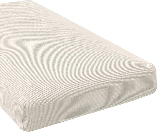 H.VERSAILTEX Super Stretch Individual Chaise Cover Sectional Couch Covers for L Shaped Sofa Both Left/Right Featuring Thick Jacquard Textured Twill Fabric (1 Piece Chaise Cover Large, Cream)