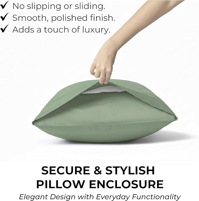 100% Natural Cotton Bed Sheets | 500 TC Single-Ply Sateen Weave Cal King Sheet Set | Breathable & Hypoallergenic Solid 4-Piece Bedding with Deep Pocket Fitted, Flat, Pillowcase | Sage