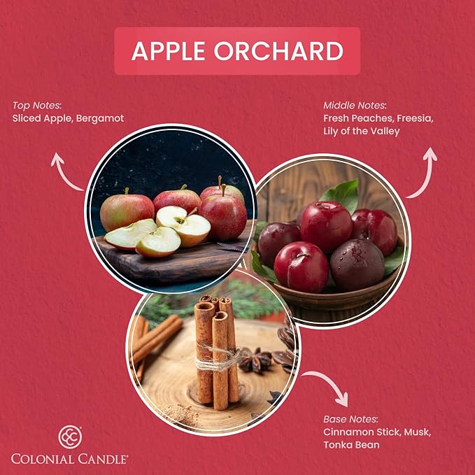 Colonial Candle Apple Orchard Scented Candle Jar, Highly Fragranced Candles for Home Scented, Mottled Wax Candle, 2 Wick, 8 oz - Made in The USA